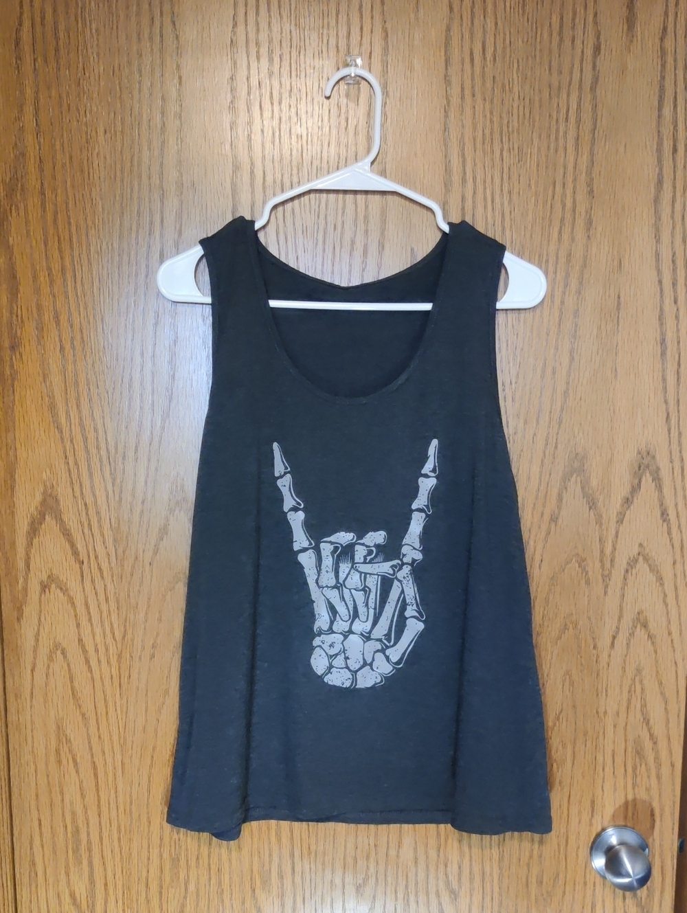(💖 4/20)Women's Black Graphic Tank Top with Skeleton Hand Print